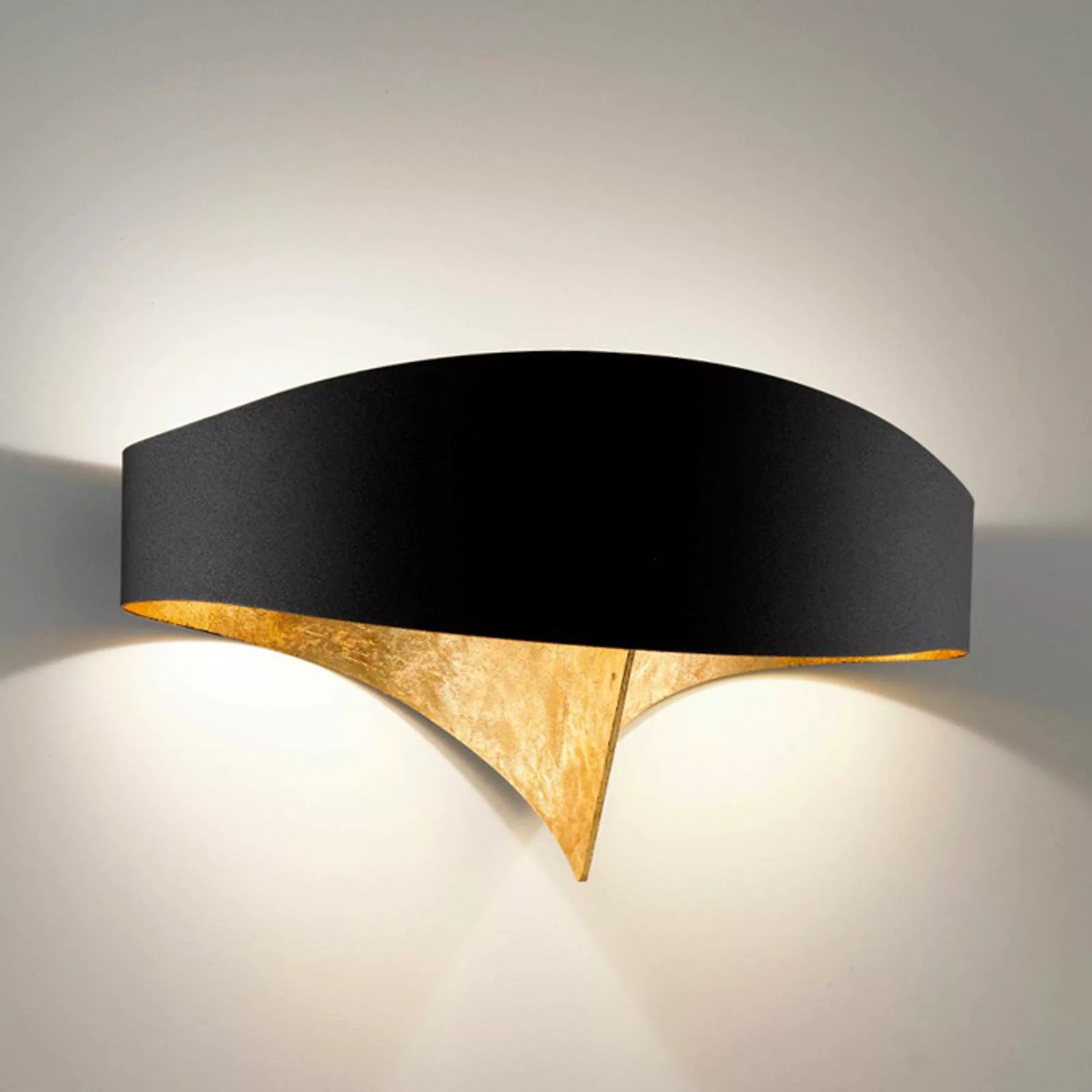 Schwarz-goldene Designer-Wandlampe Scudo LED günstig online kaufen