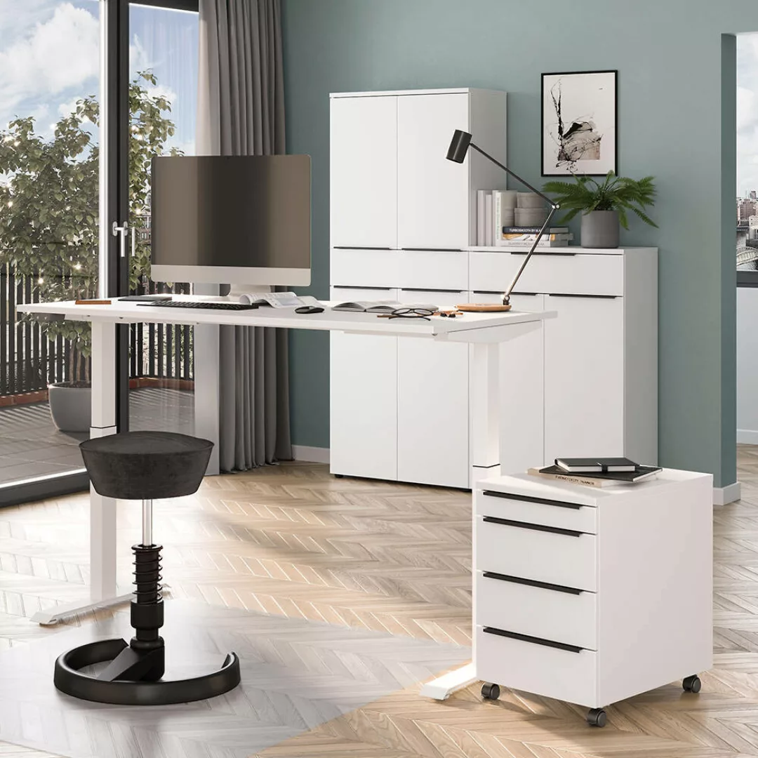 Büromöbel Set 4-teilig MEMPHIS-01 mit Schreibtisch 180x80cm in weiß günstig online kaufen