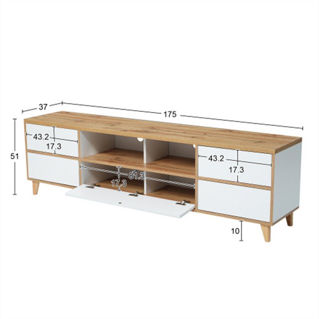 Mia&Coco TV-Schrank TV-Schrank, Lowboard, Wohnzimmermöbel in Weiß und Holzf günstig online kaufen