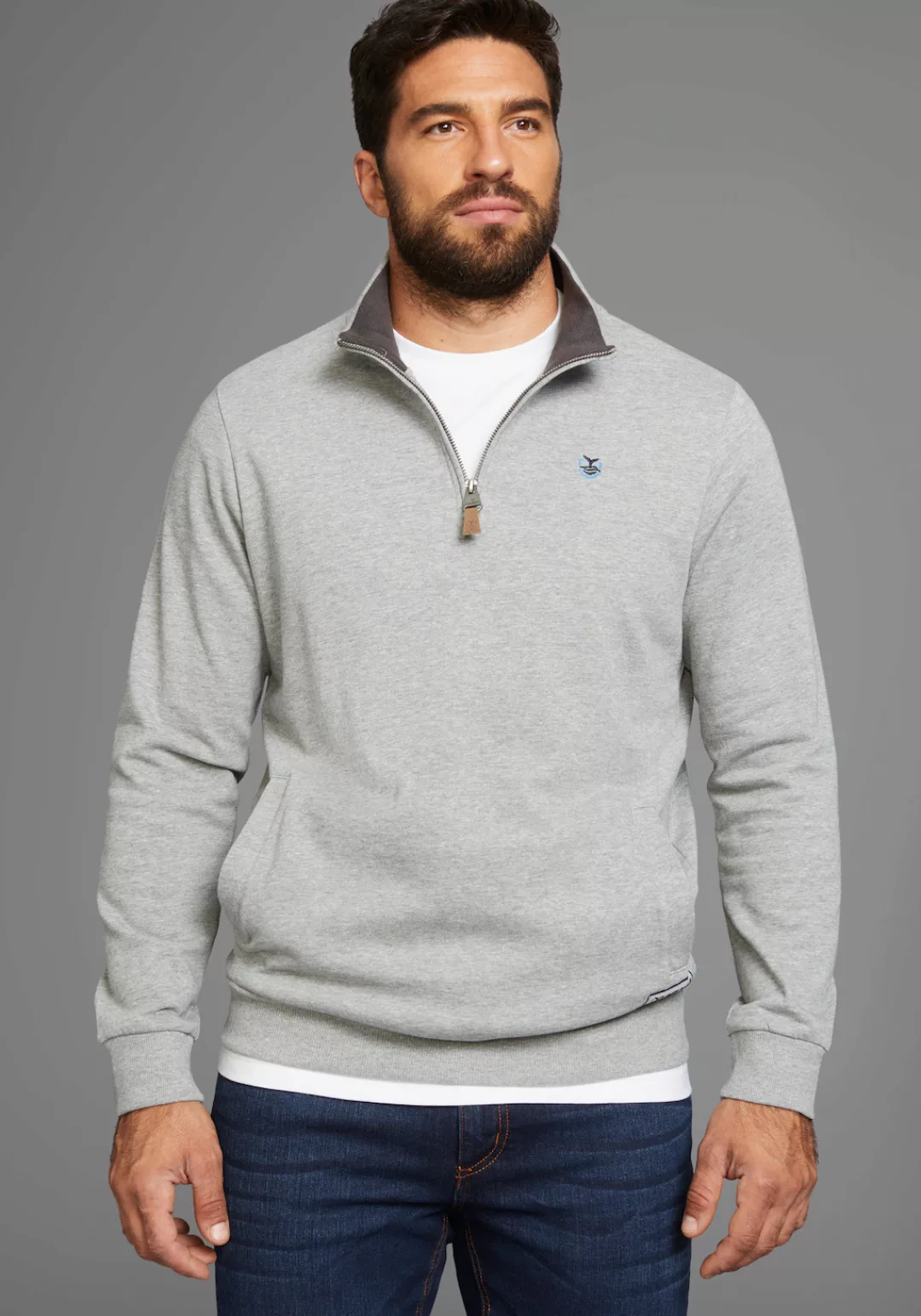 DELMAO Sweatshirt mit Henley Kragen - NEUE KOLLEKTION günstig online kaufen