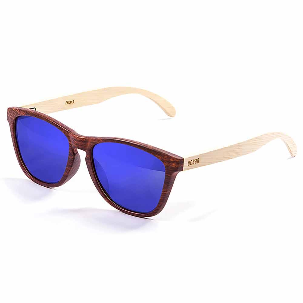Lenoir Eyewear Cavalaire Sonnenbrille Revo Blue/CAT3 Bamboo Natural Arm Wit günstig online kaufen