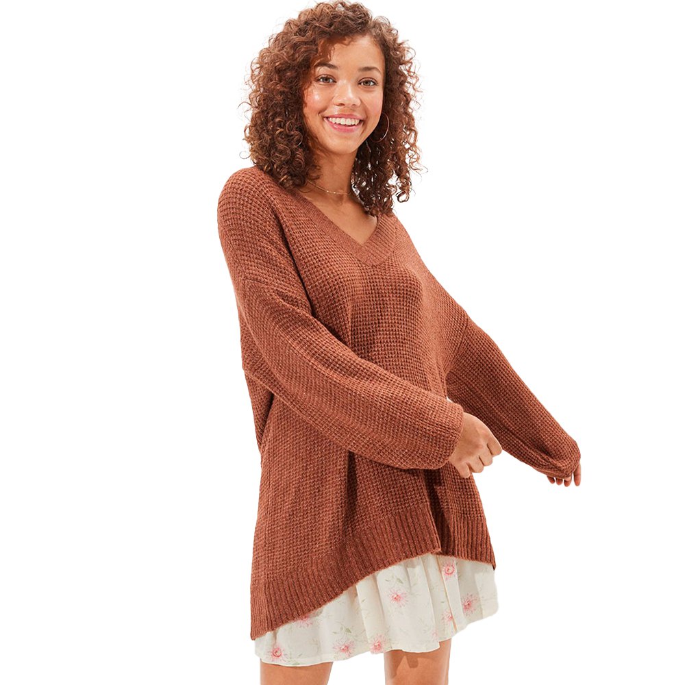 American Eagle Oversized Dreamspun V-ausschnitt Sweater XS Tan günstig online kaufen