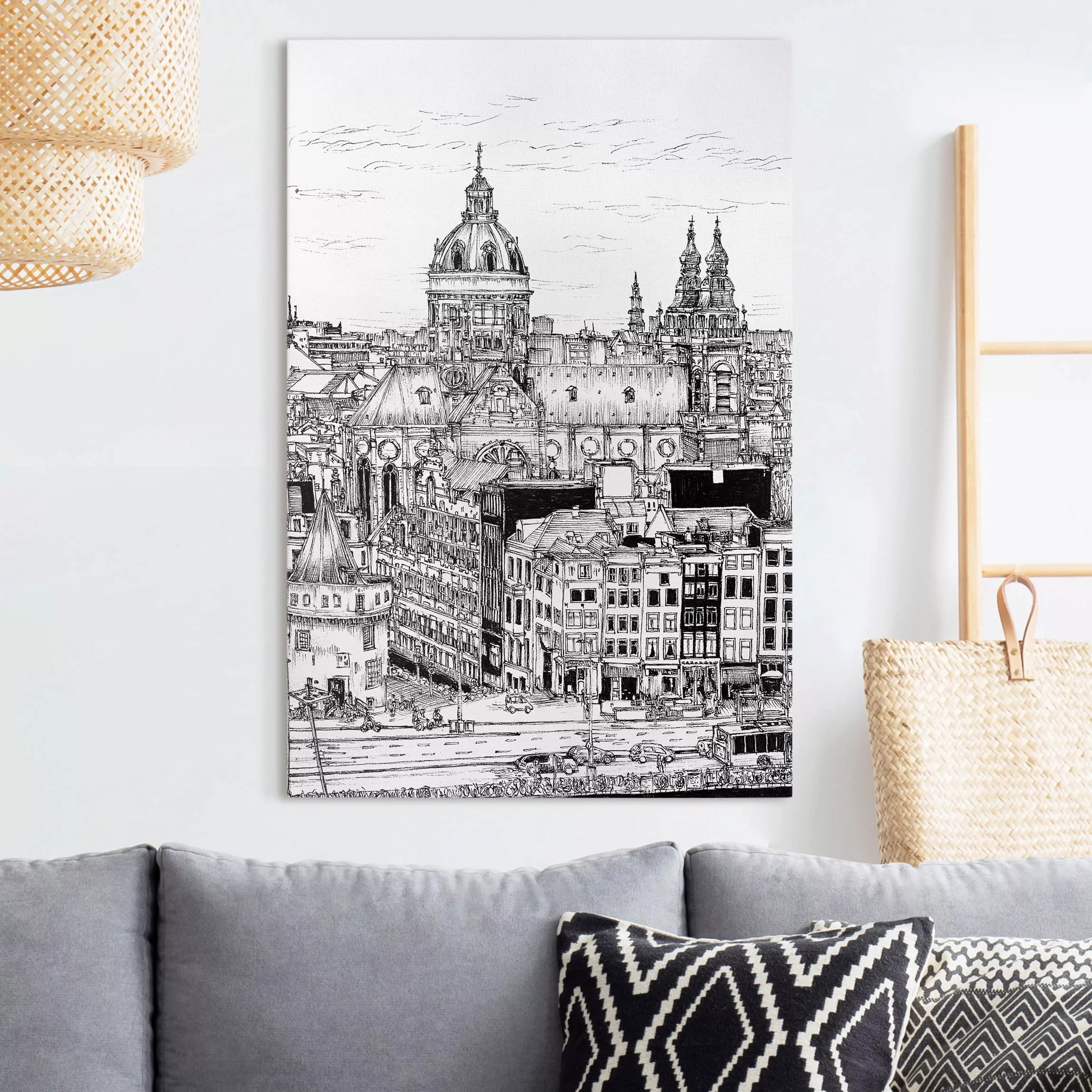 Leinwandbild Architektur & Skyline - Hochformat Stadtstudie - Altstadt günstig online kaufen