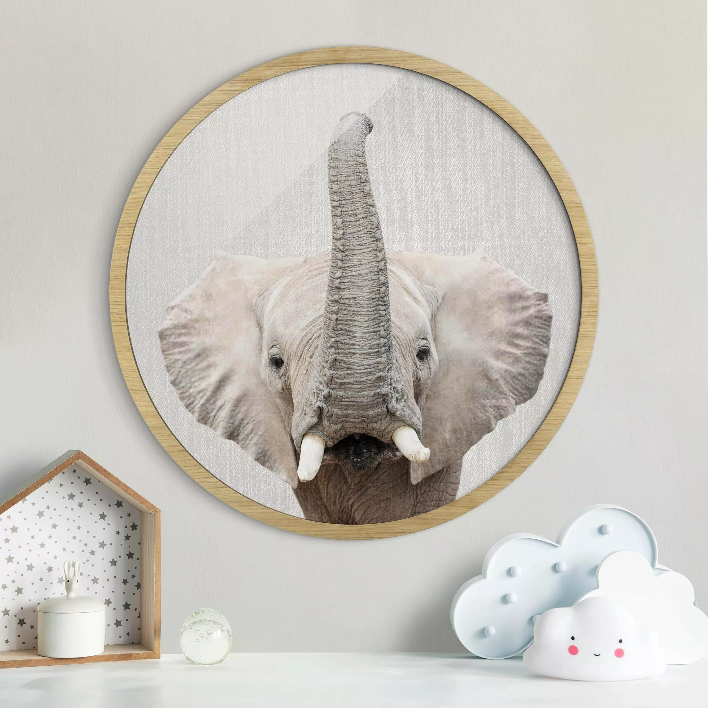 Rundes Gerahmtes Bild Elefant Ewald günstig online kaufen