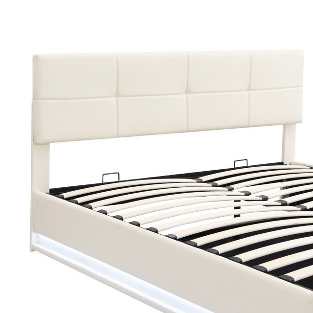 HAUSS SPLOE Polsterbett 180x200 cm mit LED Beleuchtung & Hydraulisch Bettst günstig online kaufen
