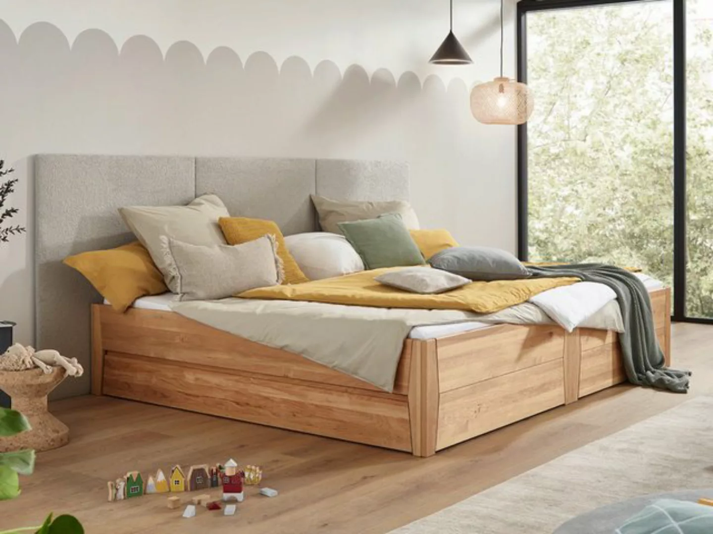 Massivholzbett Familienbett Linea (Erle, geölte oder weiße Oberfläche) (ink günstig online kaufen