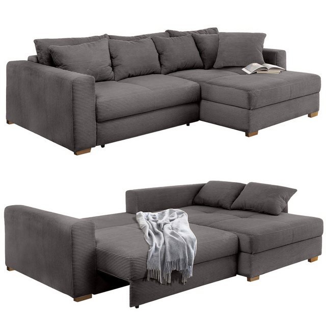 luma-home Ecksofa 15153, Dauerschläfer mit Bettkasten 288x186 cm, Federkern günstig online kaufen