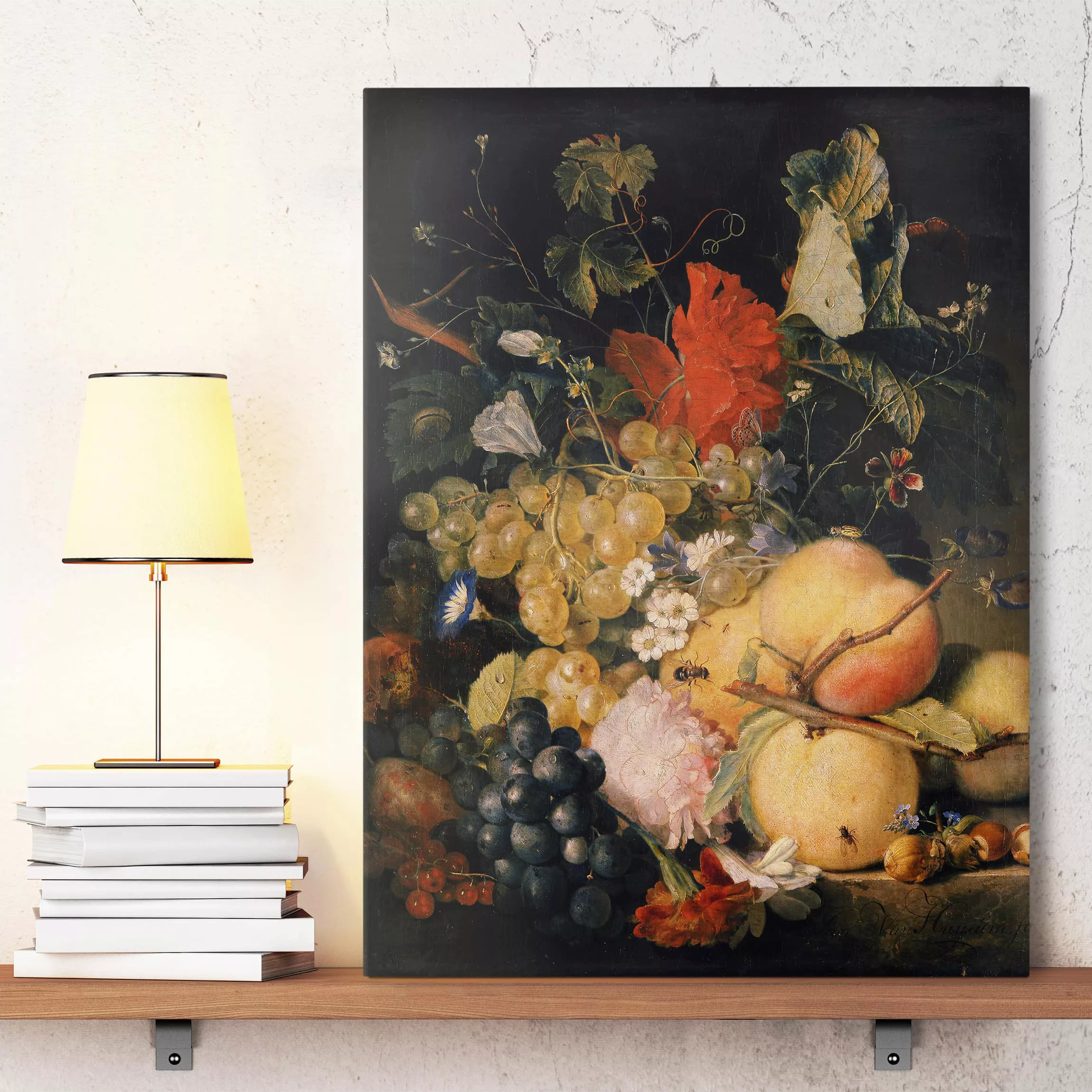 Leinwandbild Kunstdruck - Hochformat Jan van Huysum - Früchte Blumen und In günstig online kaufen