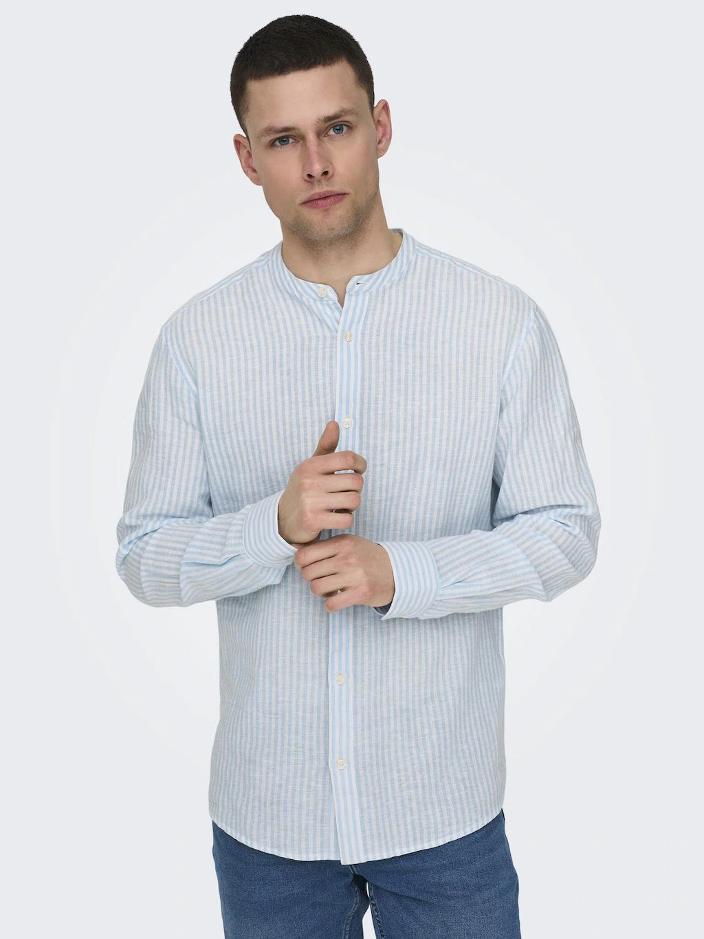 ONLY & SONS Langarmhemd "ONSCAIDEN LS MAO STRIPE LINEN SHIRT NOOS" günstig online kaufen