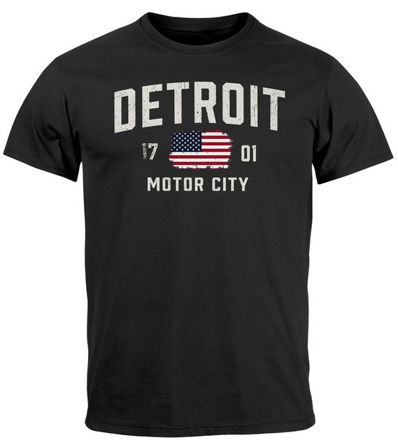 Neverless Print-Shirt Herren T-Shirt Detroit USA Print Aufdruck Amerika Sta günstig online kaufen