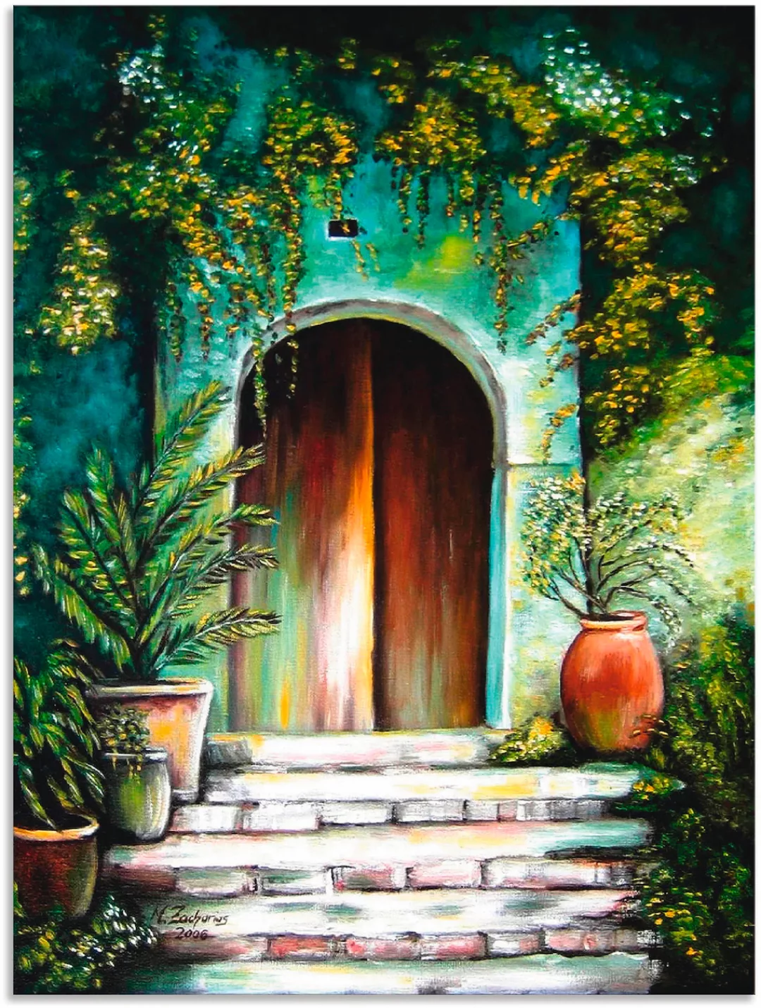 Artland Wandbild "Mediterranes Gartenparadies", Fenster & Türen, (1 St.), a günstig online kaufen