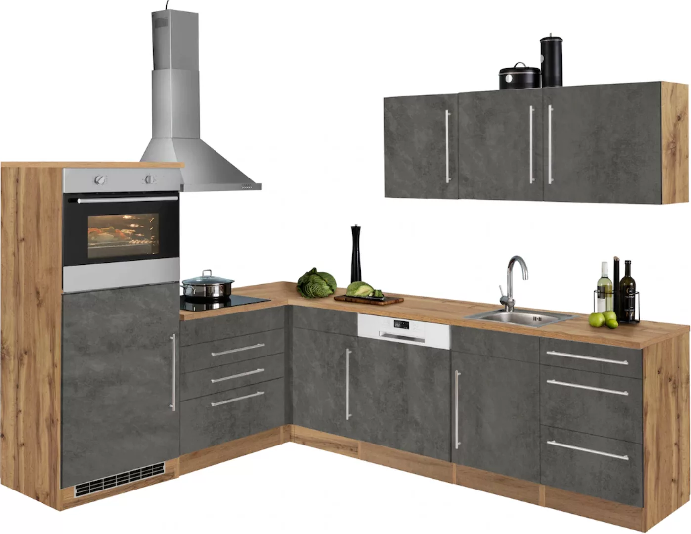 Kochstation Winkelküche "KS-Samos", ohne E-Geräte, Stellbreite 200/270 cm günstig online kaufen