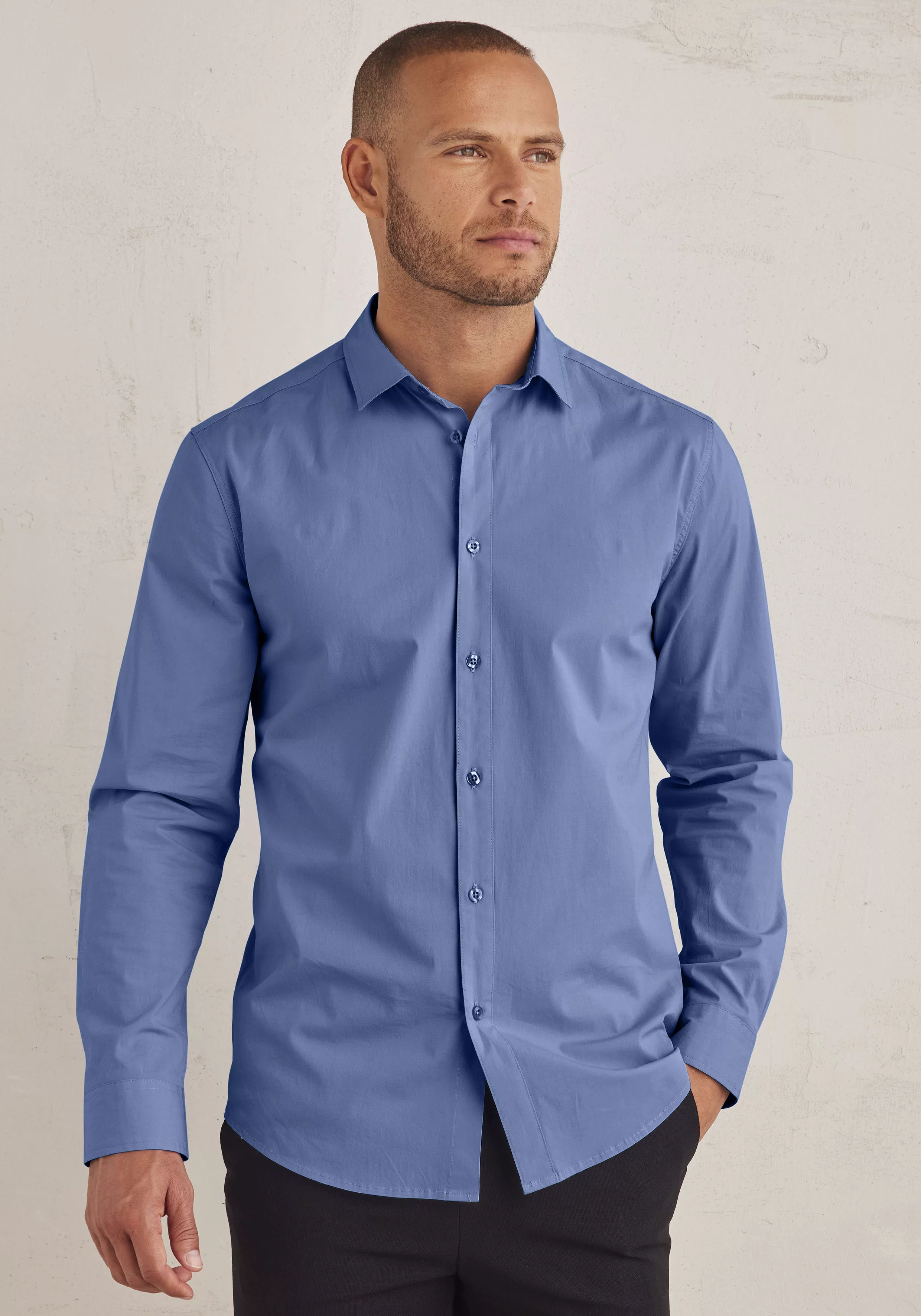 John Devin Langarmhemd mit Kentkragen, aus elastischer Baumwollqualität günstig online kaufen