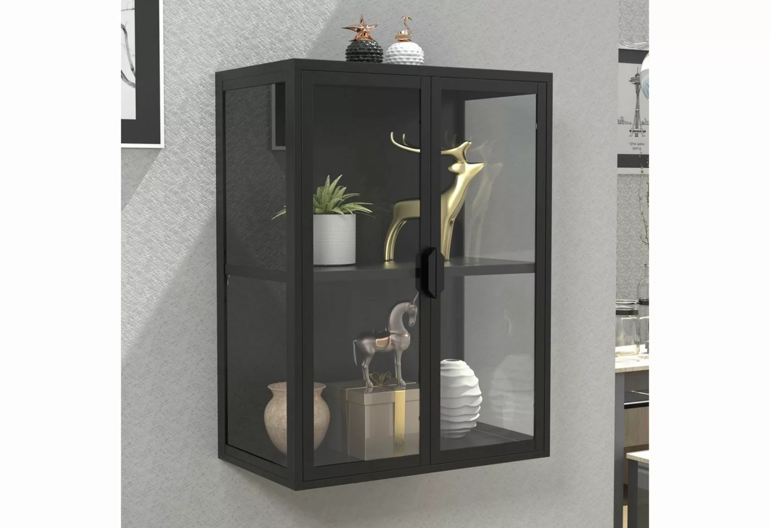 VCM Hängevitrine Stahl Wandvitrine Hängevitrine Vitrine Glas Flokas (1-St) günstig online kaufen