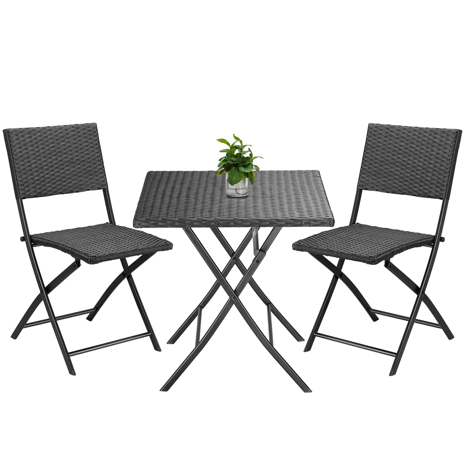 Polyrattan Gartensitzgruppe 3-tlg. Schwarz günstig online kaufen