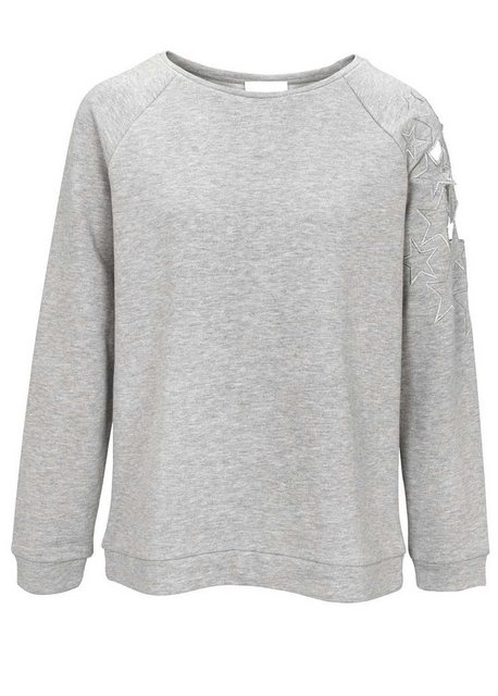 heine T-Shirt Heine Damen Sweatshirt mit Stickerei, grau-melange günstig online kaufen