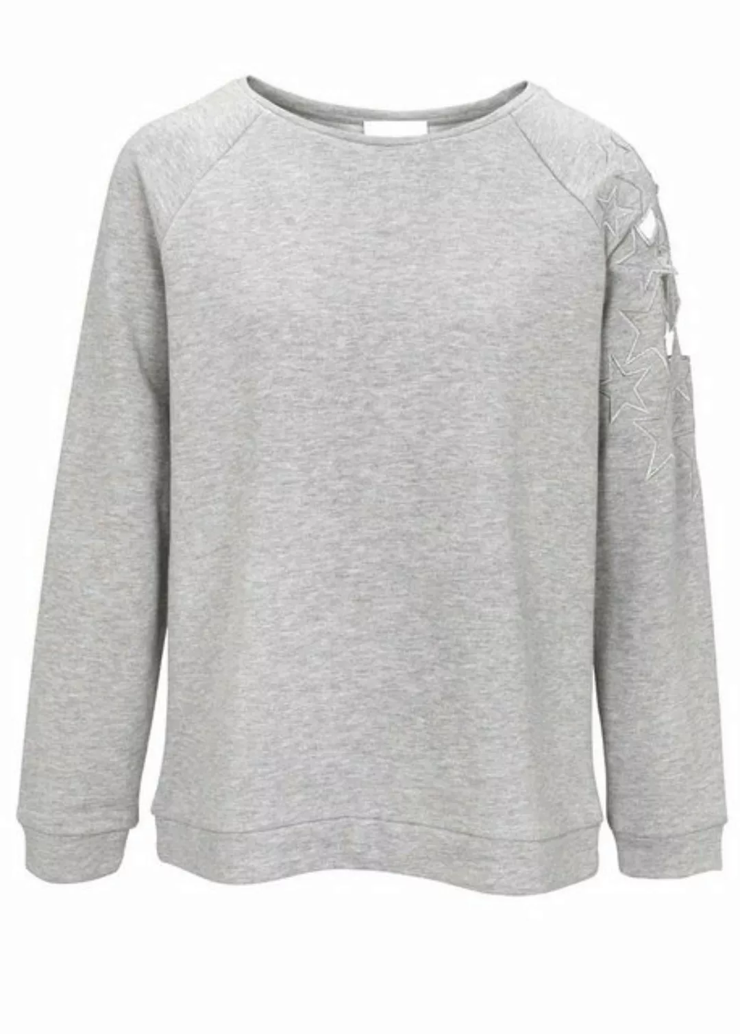 heine T-Shirt Heine Damen Sweatshirt mit Stickerei, grau-melange günstig online kaufen