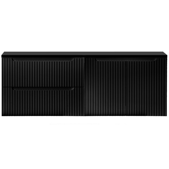Lomadox Waschbeckenschrank NEWPORT-56-BLACK 160cm, in schwarz, gerillte Fro günstig online kaufen