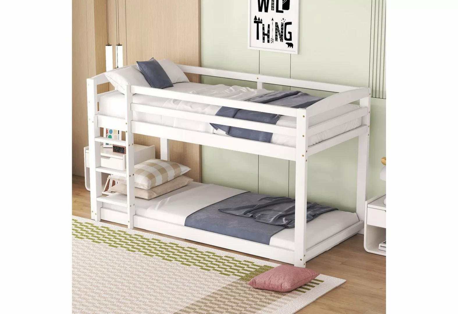 Ulife Etagenbett Kinderbett Jugendbett Rahmen aus Kiefer, einfache Montage, günstig online kaufen