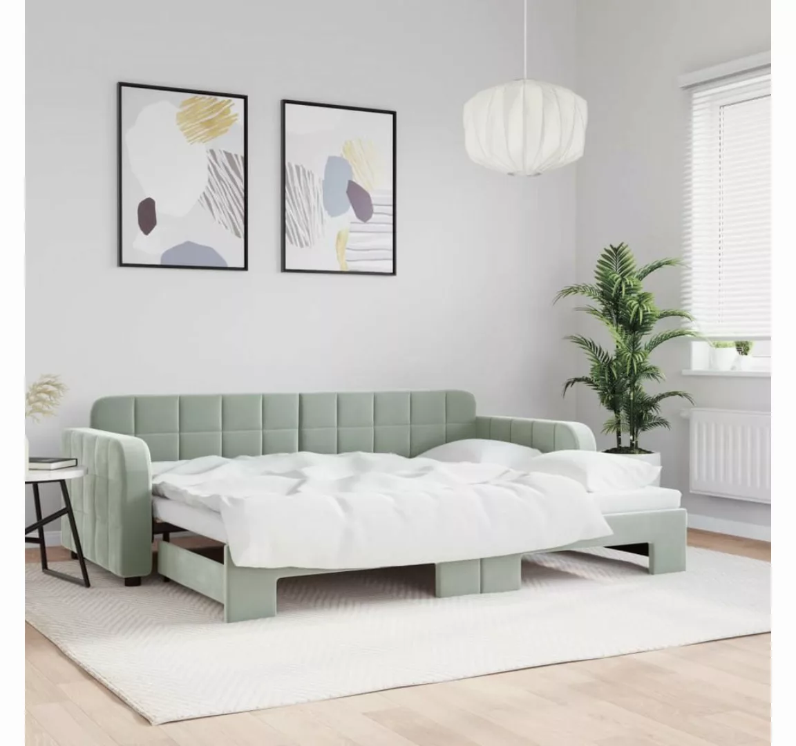 vidaXL Gästebett Gästebett Tagesbett Ausziehbar Hellgrau 80x200 cm Samt Bet günstig online kaufen