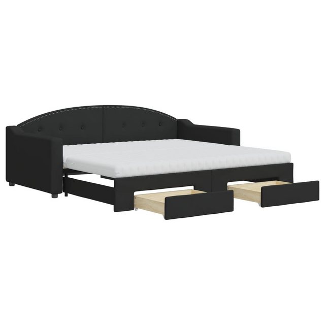 vidaXL Gästebett Gästebett Tagesbett Ausziehbar mit Schubladen Schwarz 90x1 günstig online kaufen