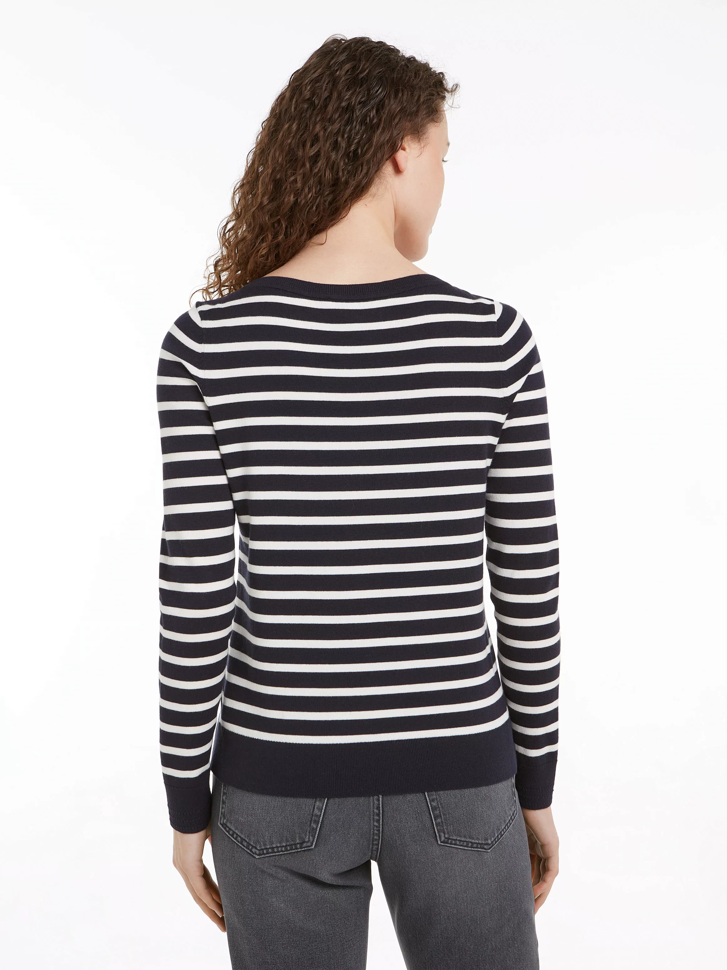 Tommy Hilfiger Strickpullover CO JERSEY STITCH BOAT-NK SWEATER mit Tommy Hi günstig online kaufen