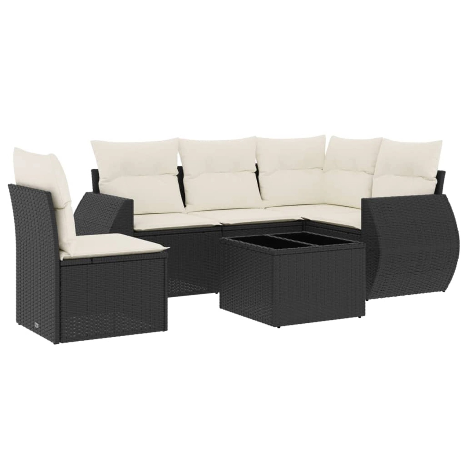 vidaXL 6-Tlg Garten-Sofagarnitur mit Kissen Schwarz Poly Rattan 3221375 günstig online kaufen
