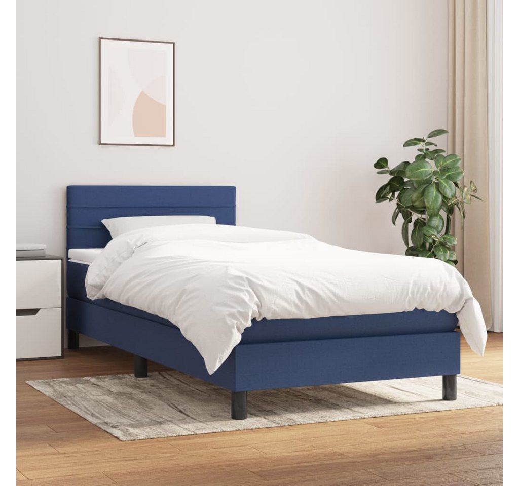 vidaXL Boxspringbett Boxspringbett mit Matratze Blau 100x200 cm Stoff Bett günstig online kaufen