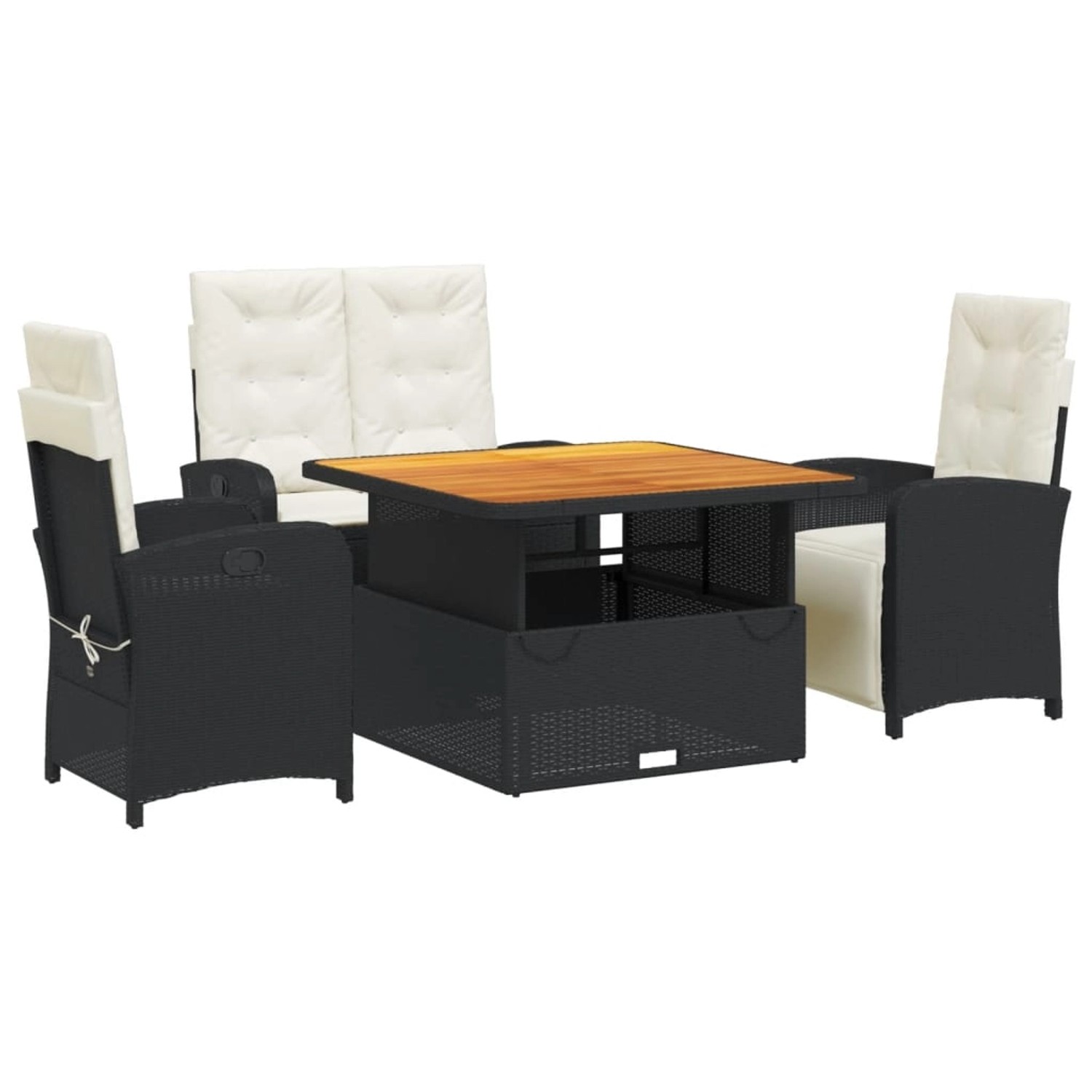 vidaXL 4-Tlg Garten-Essgruppe mit Kissen Schwarz Poly Rattan 3277321 günstig online kaufen