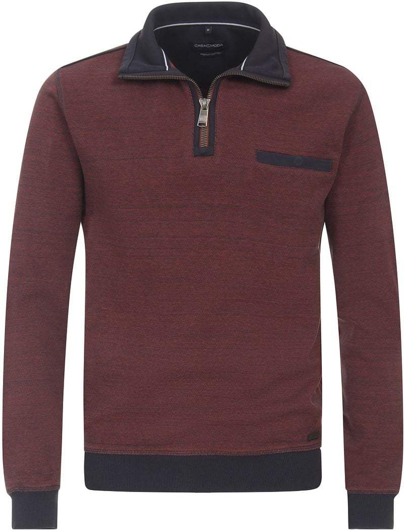 Casa Moda Half Zip Pullover Bordeaux - Größe XL günstig online kaufen