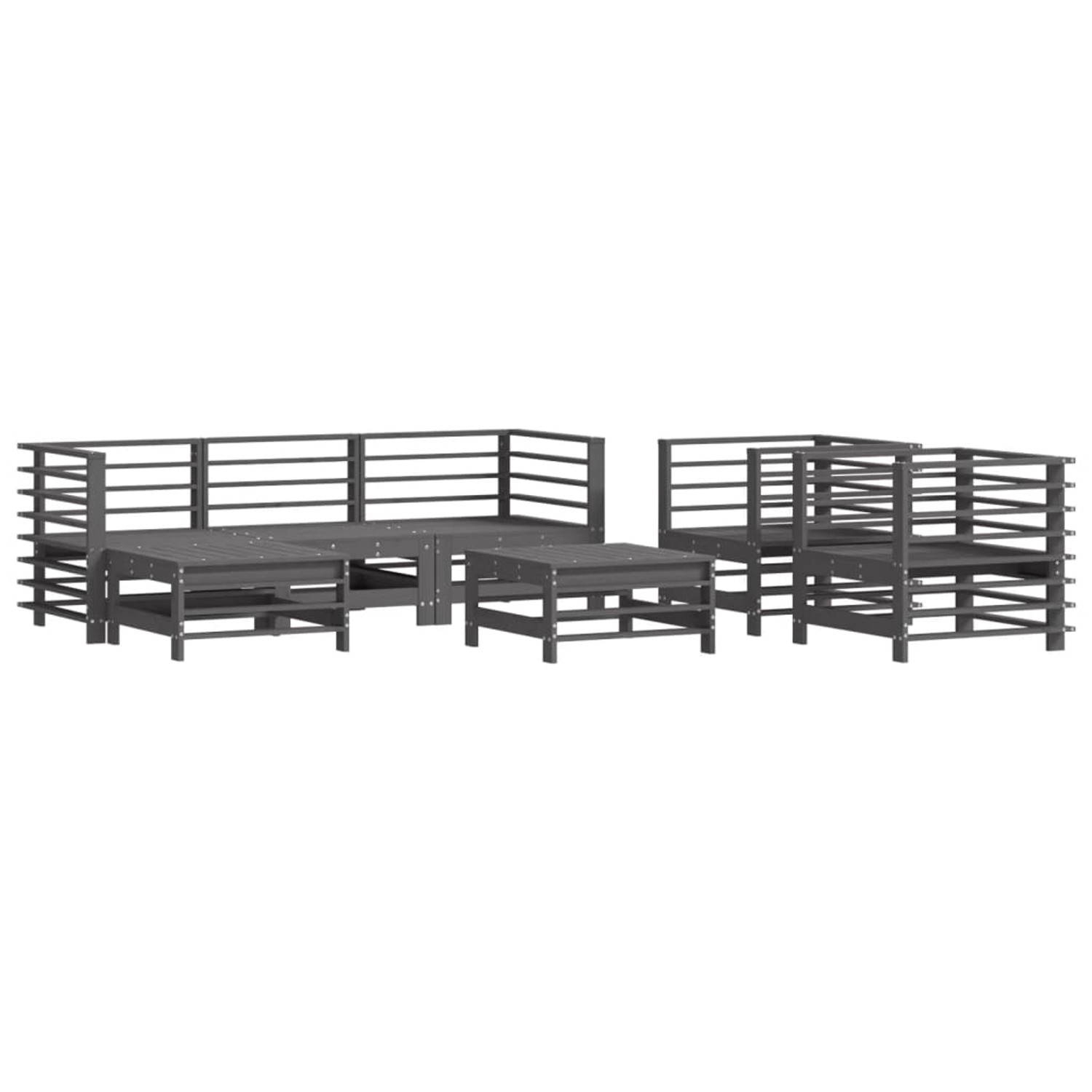 vidaXL 7-tlg Garten-Lounge-Set Grau Massivholz Kiefer Modell 27 günstig online kaufen