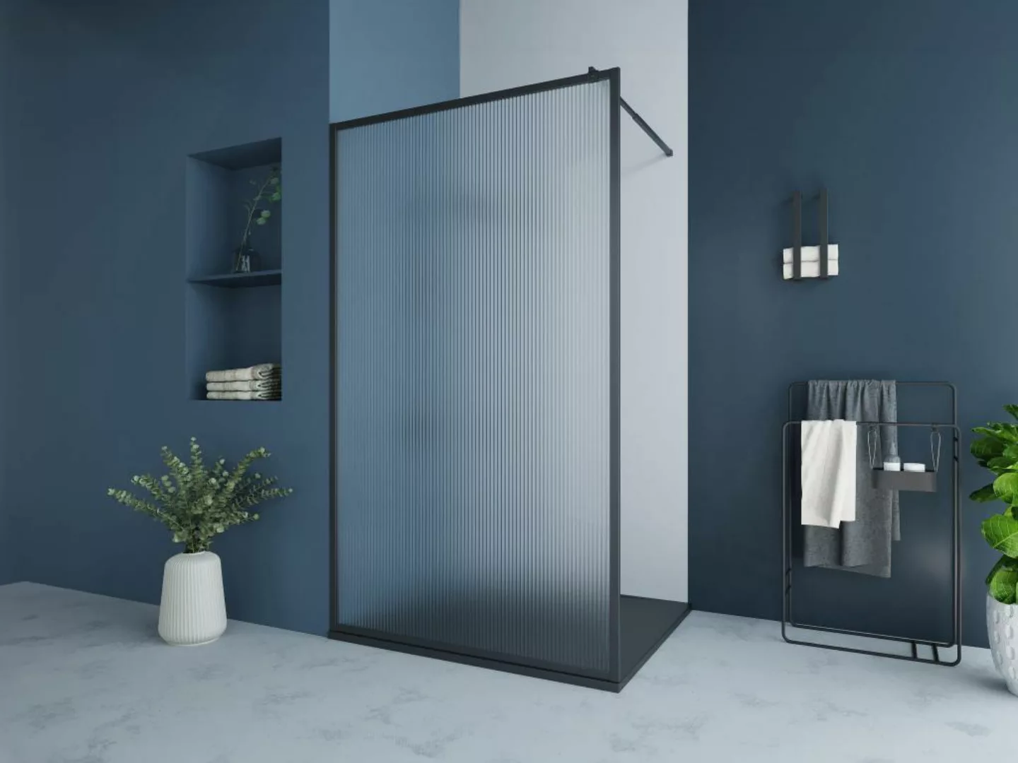 Duschtrennwand Seitenwand italienische Dusche - 120 x 200 cm - Schwarz matt günstig online kaufen
