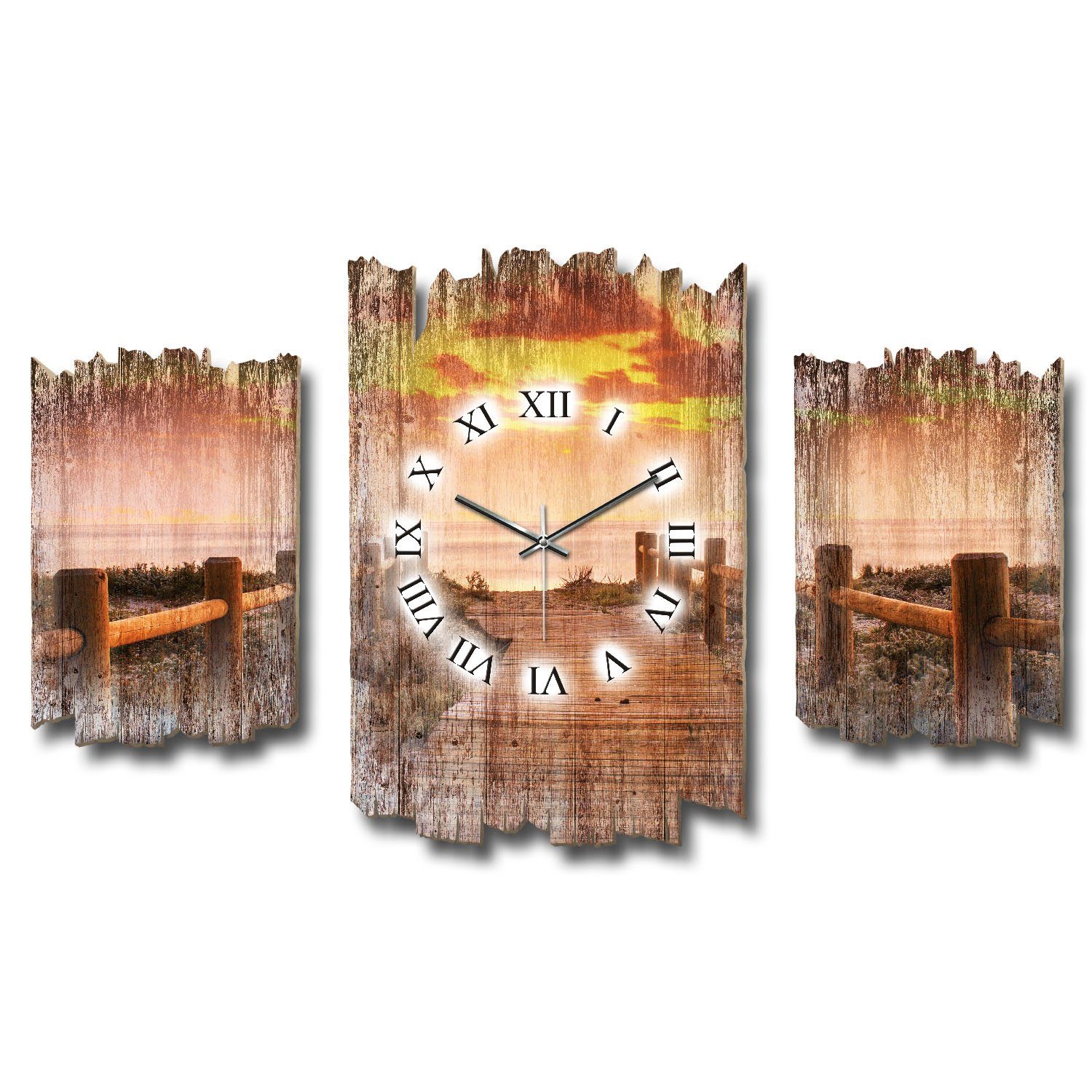 Kreative Feder Wanduhr 3-teilige DESIGNER-Wanduhr „Steg“ günstig online kaufen