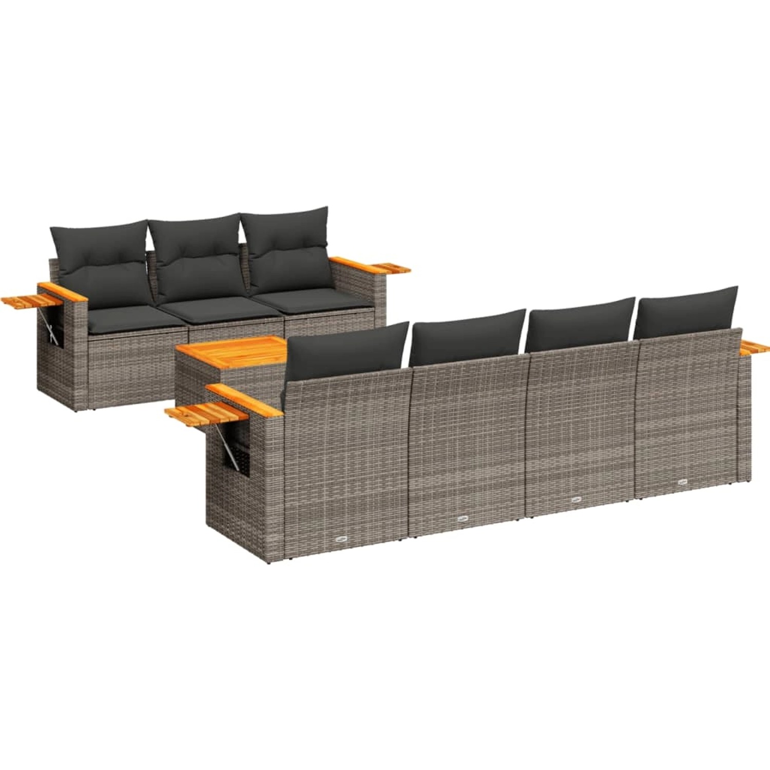 vidaXL 8-Tlg Garten-Sofagarnitur mit Kissen Grau Poly Rattan 3226648 günstig online kaufen