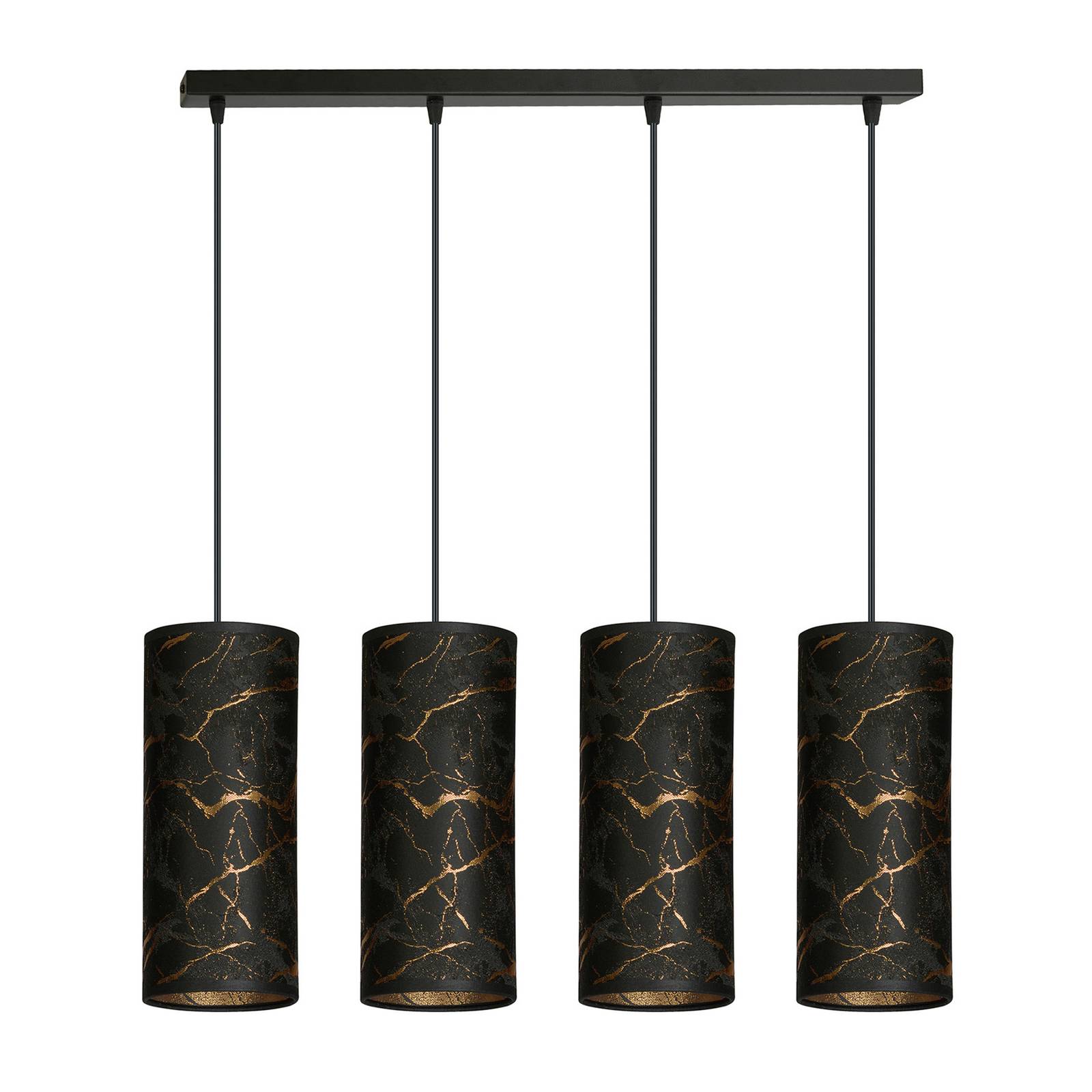 Pendellampe Joni, 4fl lang, schwarz-marmoriert günstig online kaufen
