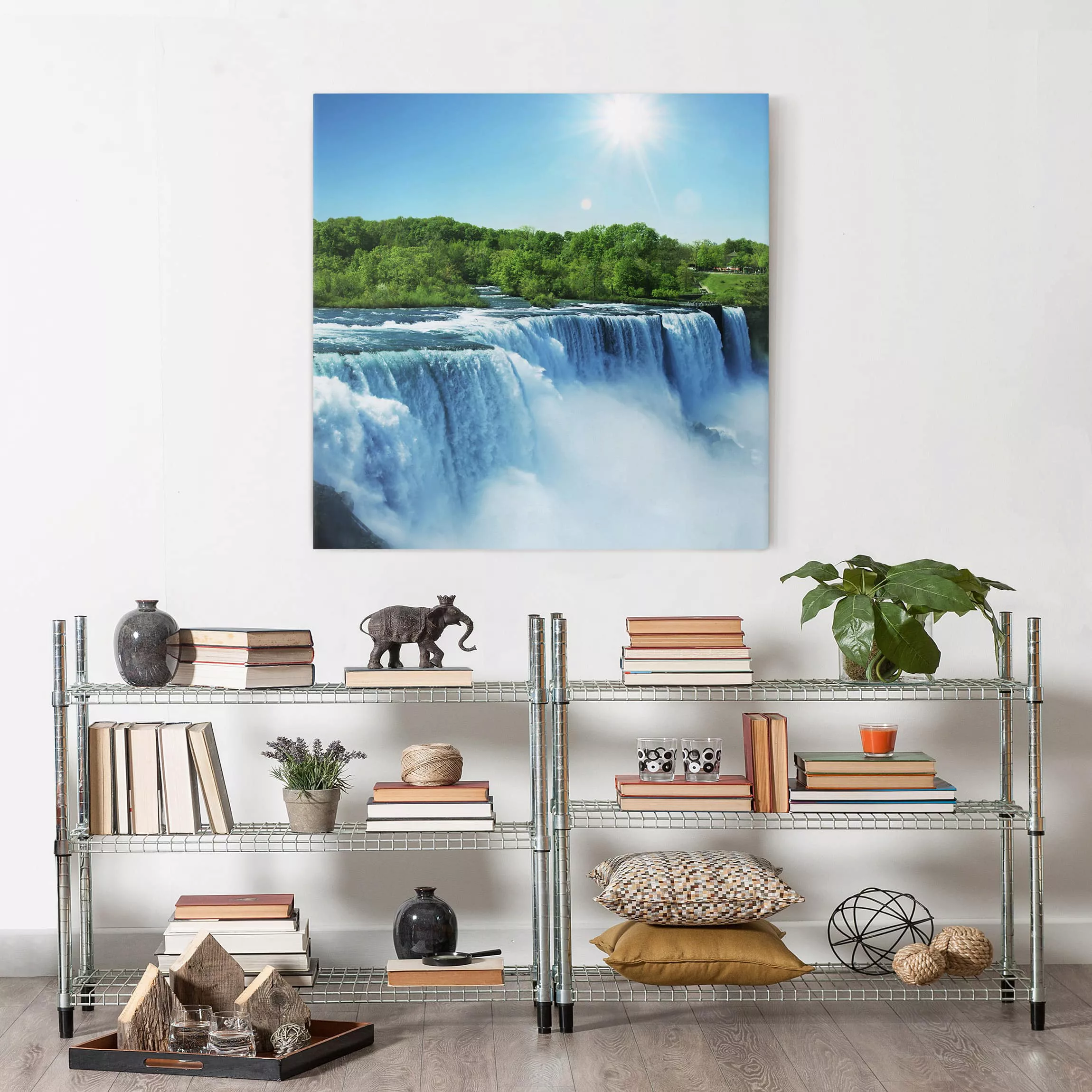 Leinwandbild Wasserfall - Quadrat Wasserfalllandschaft günstig online kaufen