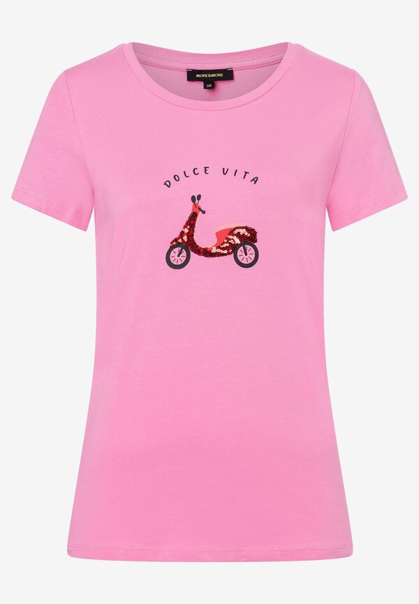 T-Shirt mit Pailletten-Roller, pink, Frühjahrs-Kollektion günstig online kaufen