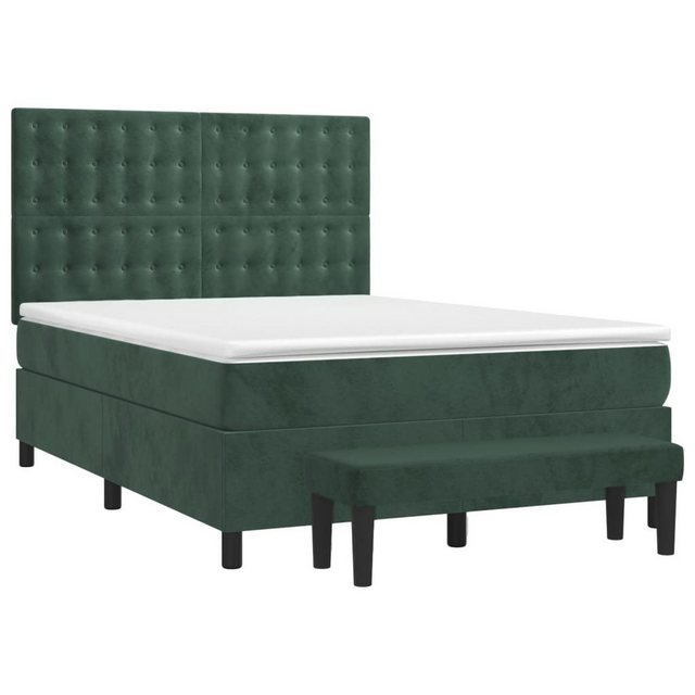 vidaXL Bett Boxspringbett mit Matratze Dunkelgrün 140x190 cm Samt günstig online kaufen