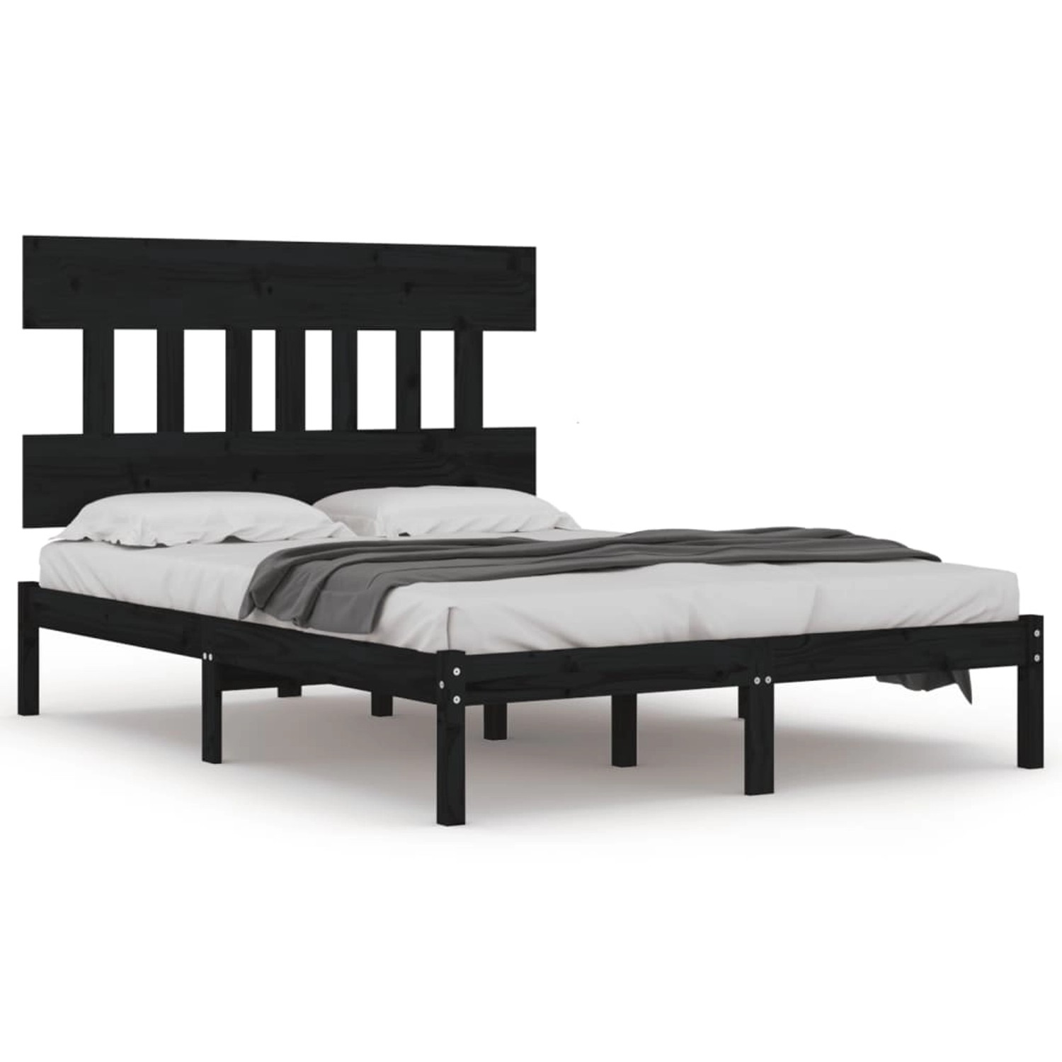 vidaXL Bettgestell Massivholzbett Schwarz 200x200 cm Bett Bettgestell günstig online kaufen