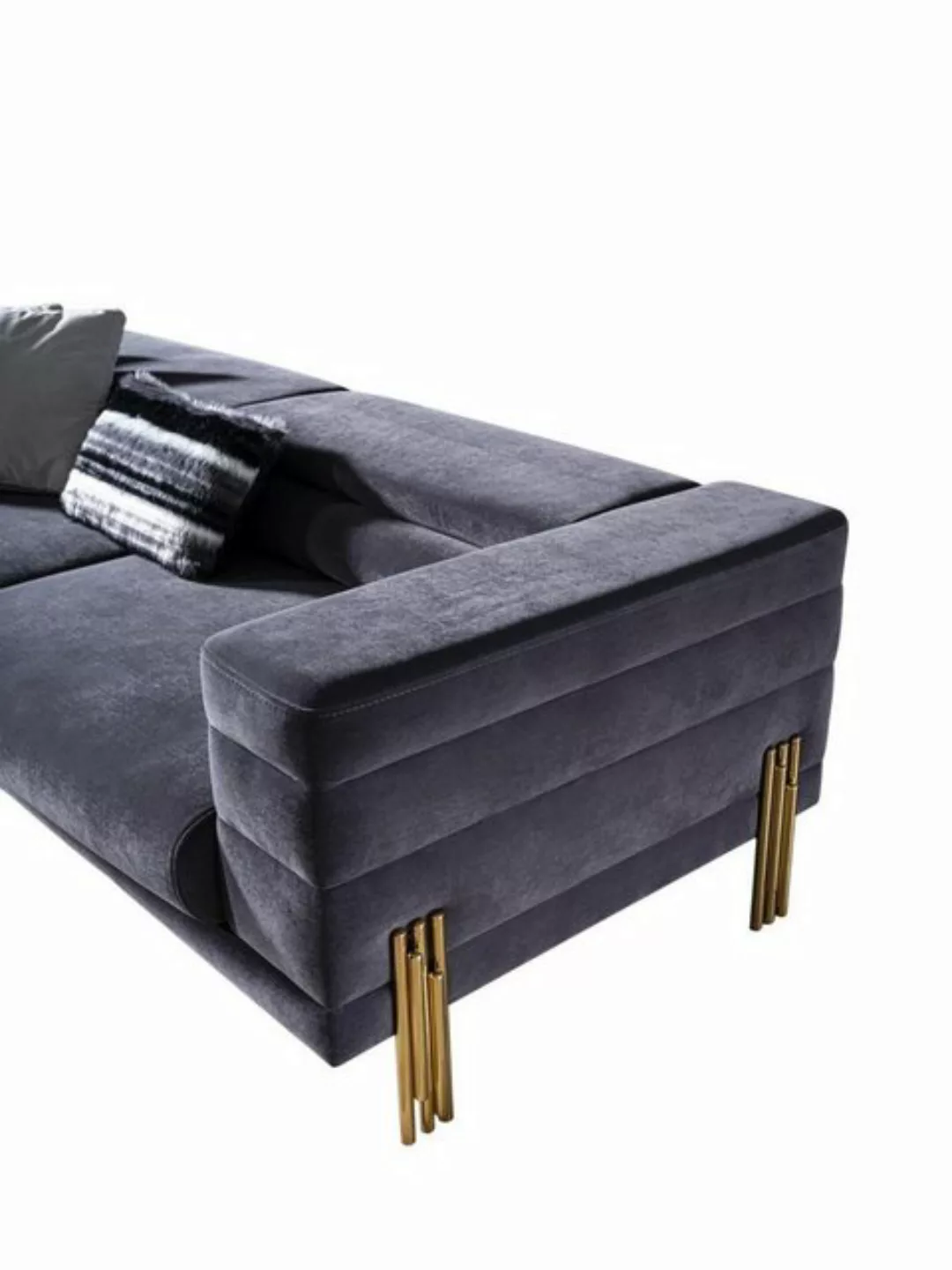 JVmoebel Sofa Luxus Sofagarnitur Sofa 3 Sitzer Sessel Stoff Modern Grau Mod günstig online kaufen