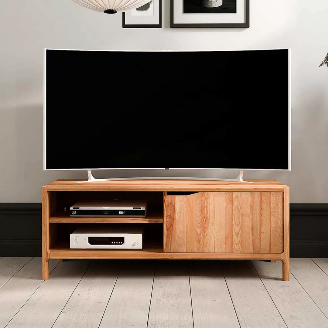 TV Board Fernsehtisch mit einer Tür und Massivholz Oberfläche günstig online kaufen