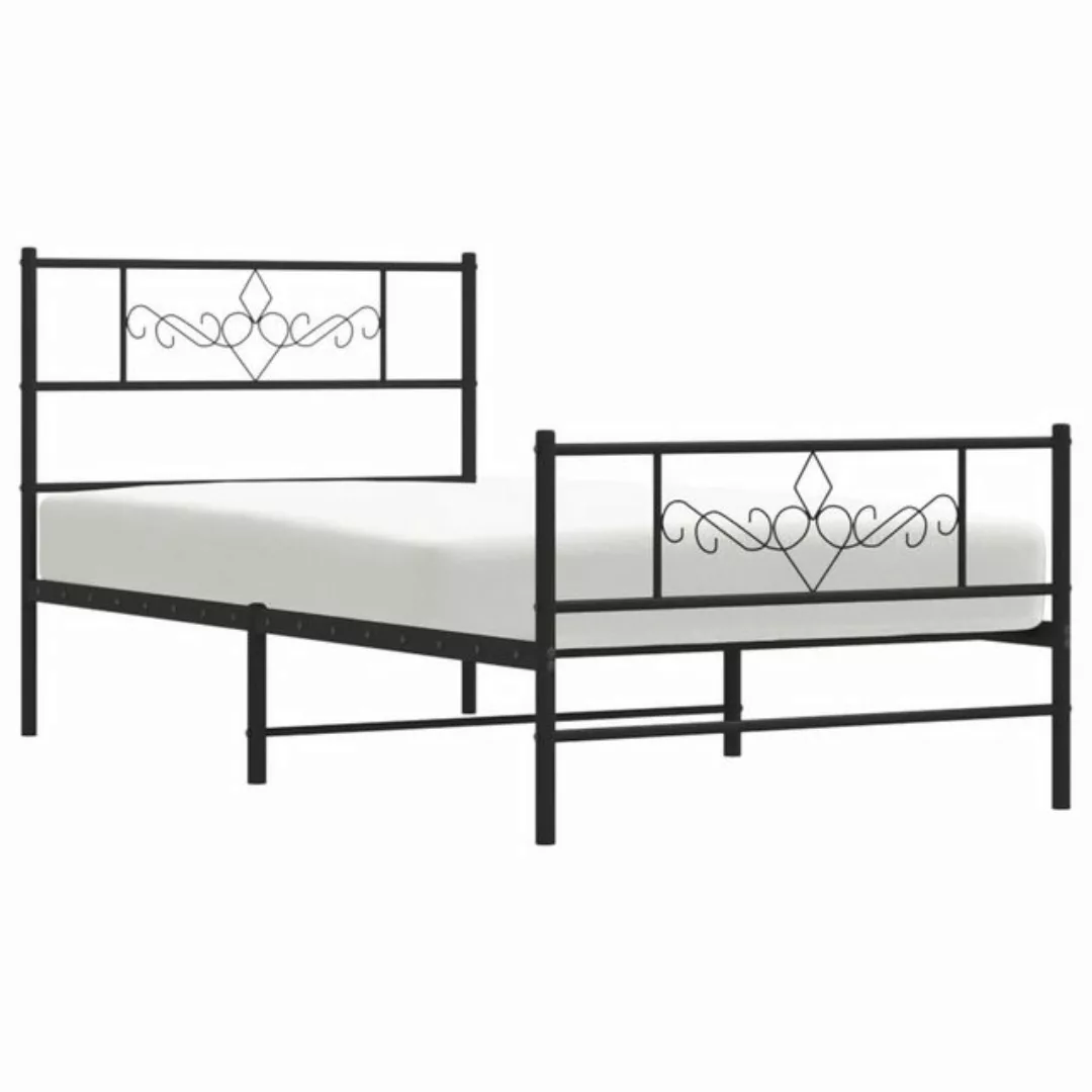 vidaXL Bett Bettgestell mit Kopf- und Fußteil Metall Schwarz 90x190 cm günstig online kaufen