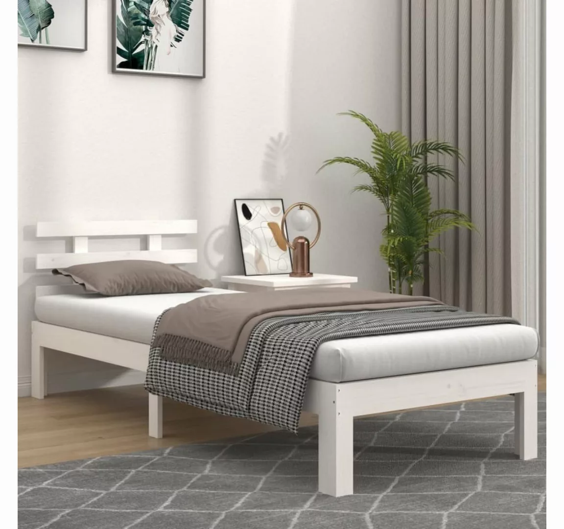 vidaXL Bett Massivholzbett Weiß 90x200 cm günstig online kaufen