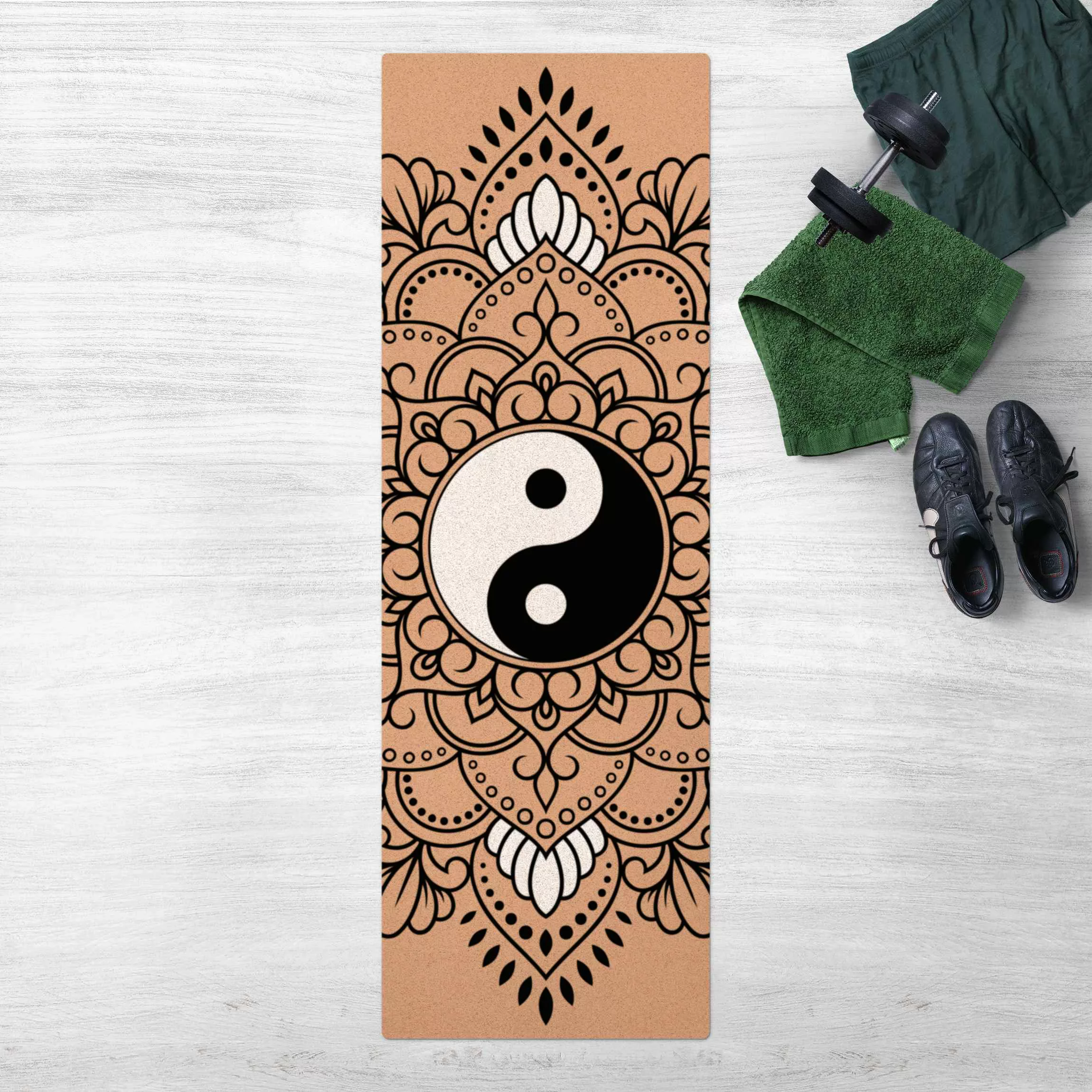 Kork-Teppich Mandala Yin und Yang günstig online kaufen