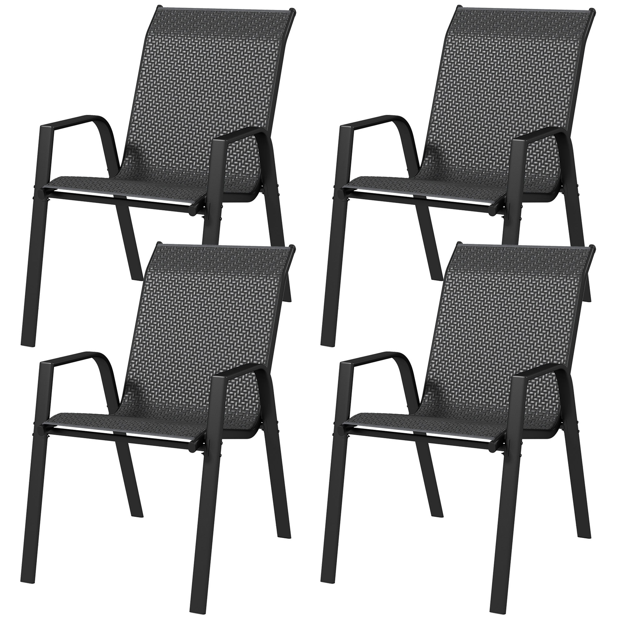 Outsunny Set mit 4 stapelbaren Gartenstühlen, Gartenstuhl mit Armlehnen und günstig online kaufen