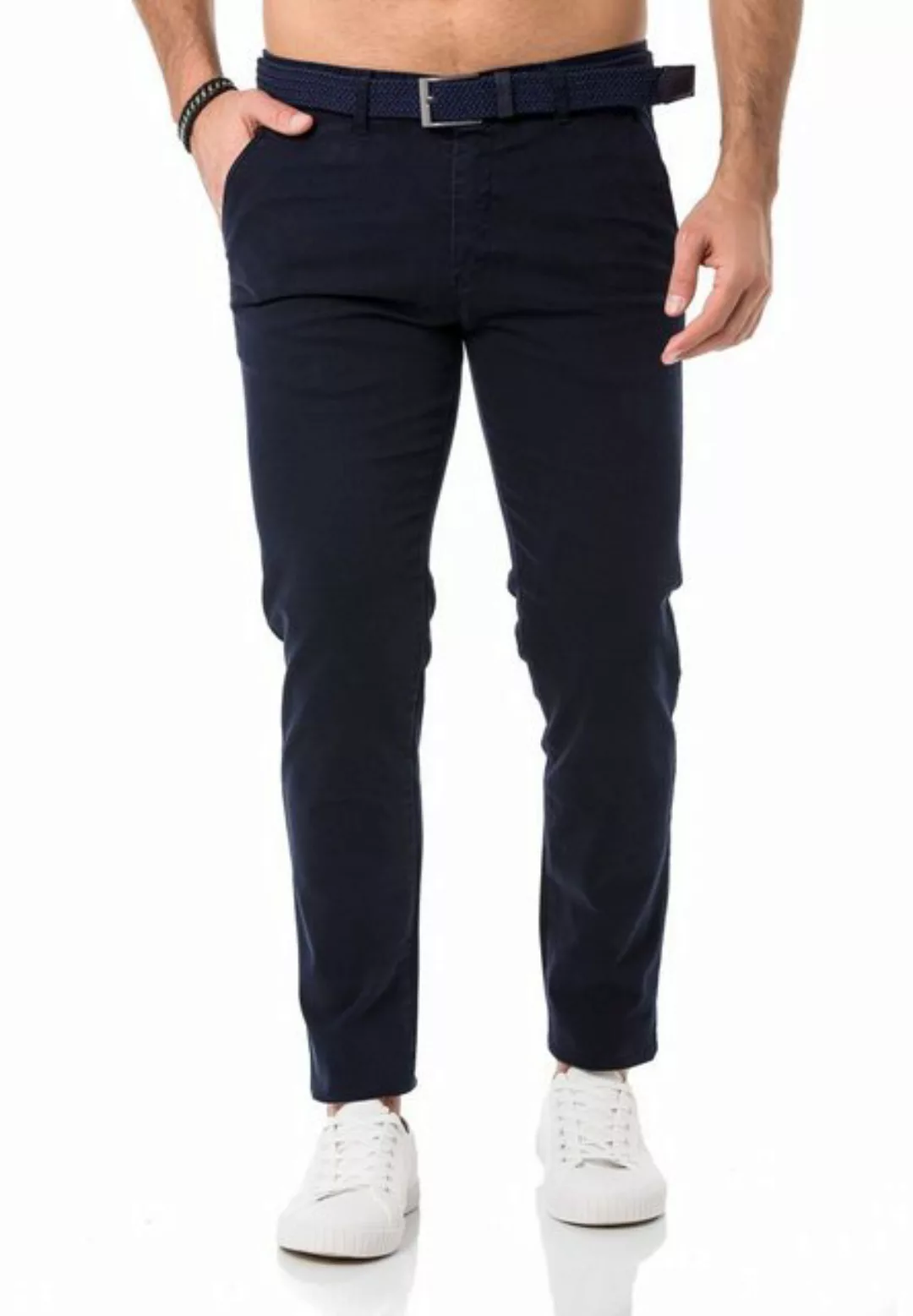 RedBridge Chinohose Chino Hose Pants mit Gürtel Navy Blau W30 L34 günstig online kaufen