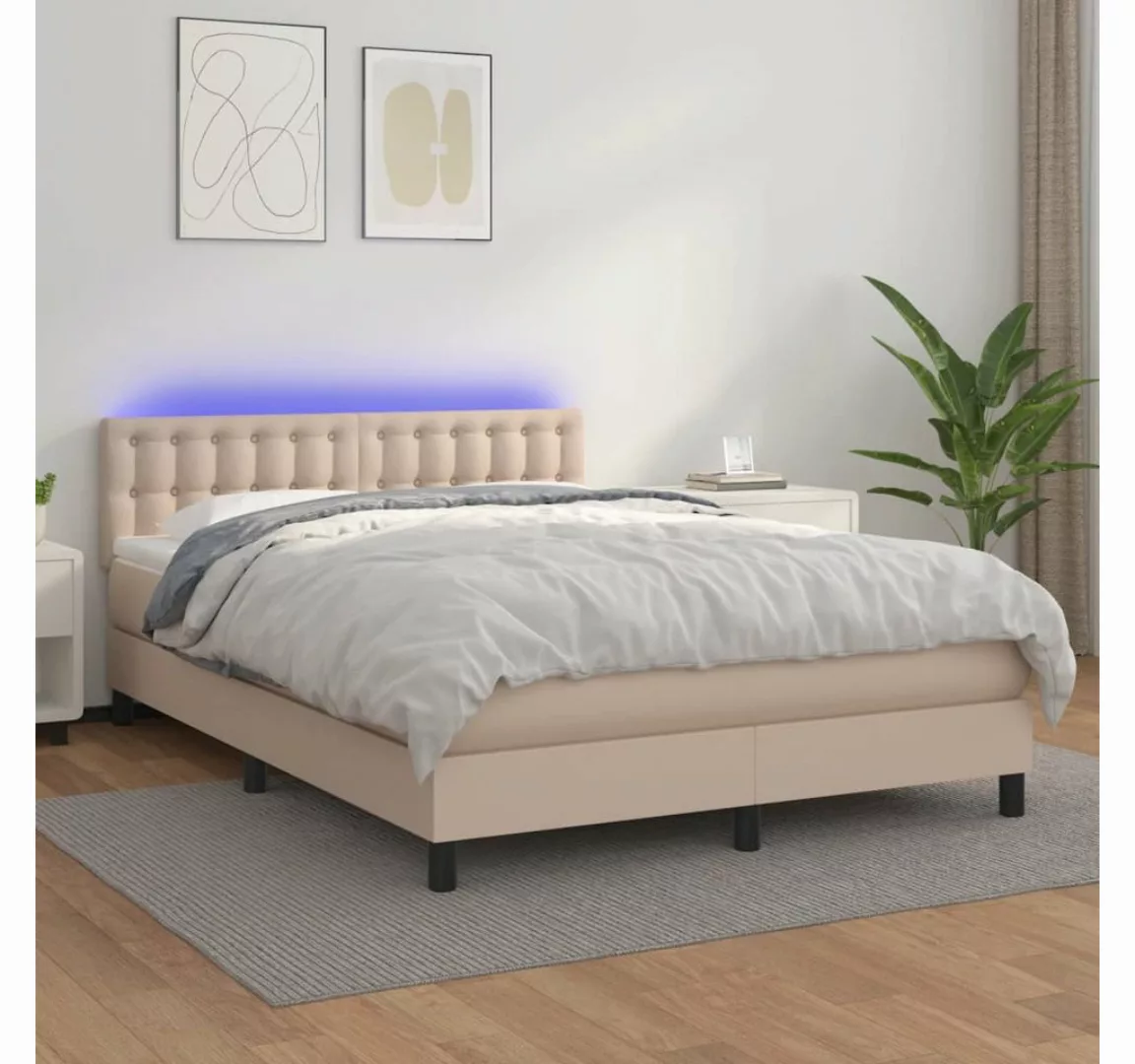 vidaXL Boxspringbett Bett Boxspringbett mit Matratze & LED Kunstleder (140 günstig online kaufen