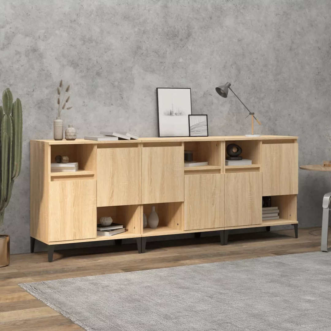 Vidaxl Sideboards 3 Stk. Sonoma-eiche 60x35x70 Cm Holzwerkstoff günstig online kaufen