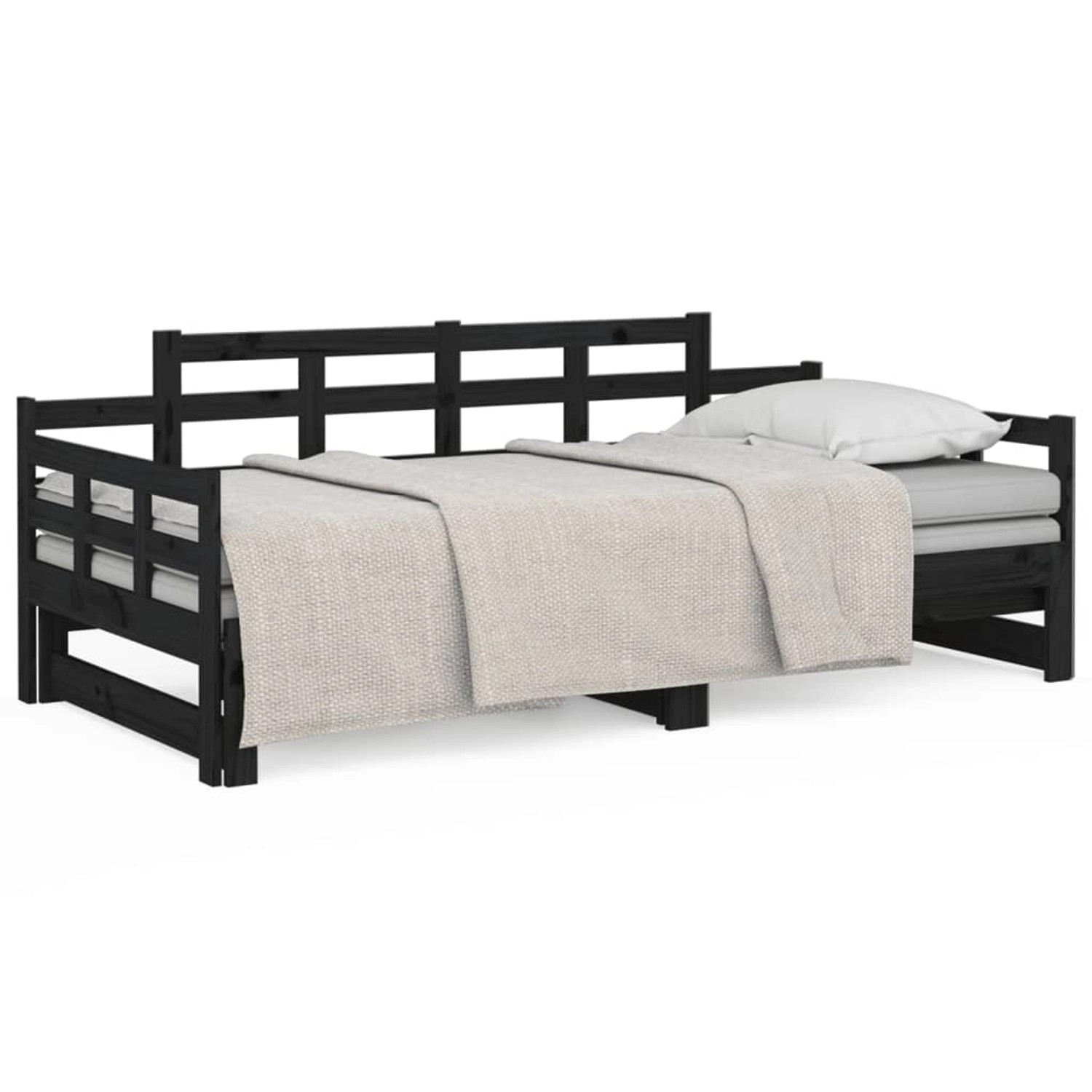 vidaXL Gästebett Tagesbett Gästebett Ausziehbar Schwarz Massivholz Kiefer 2 günstig online kaufen