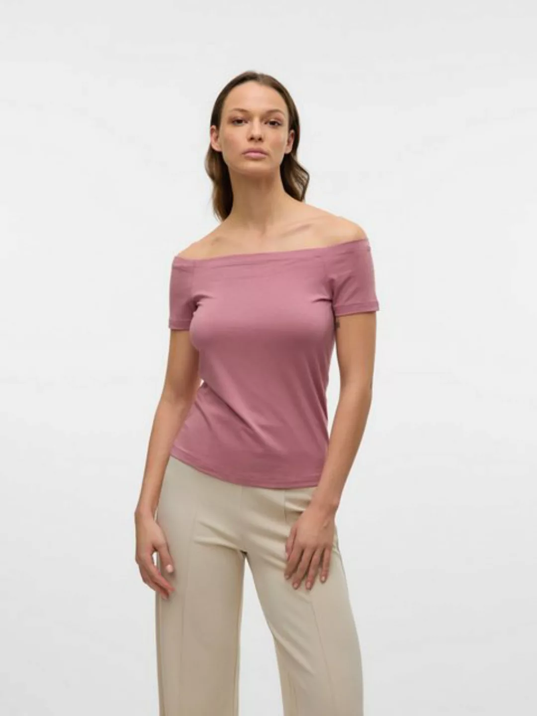 Vero Moda T-Shirt Schulterfreies Kurzarm T-Shirt Trendiger Look (1-tlg) VMP günstig online kaufen